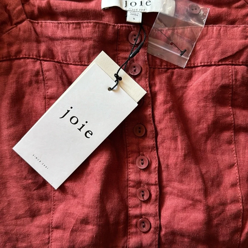 Joie Rust Red Puff Sleeve Crop Top - Picture 5 of 5